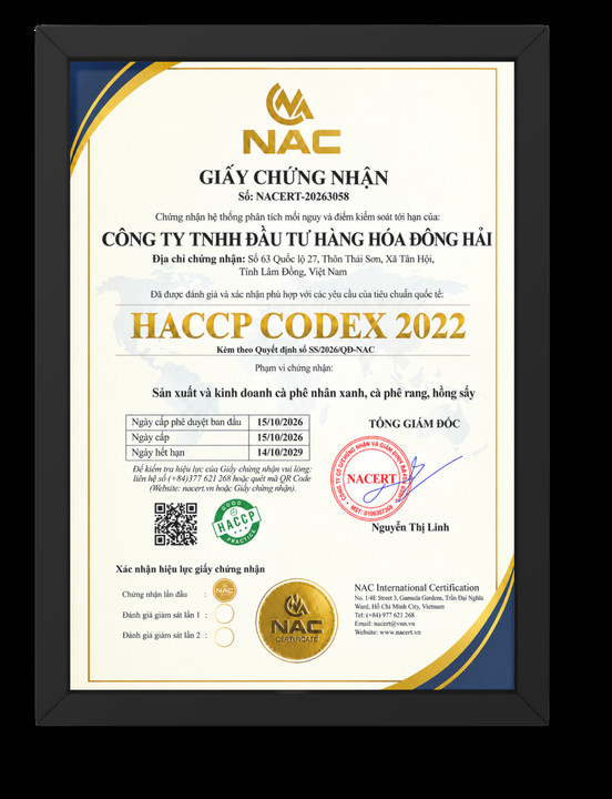 HACCP CODEX 2022 certificate NACERT-20263058 — Dong Hai Commodities Investment Co., Ltd
